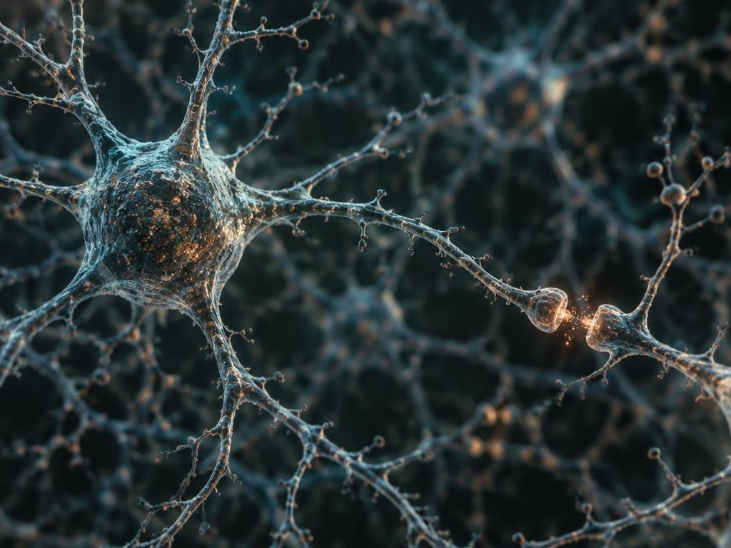 Original scientific artwork of connected nerve cells